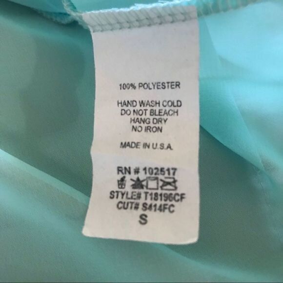 Soprano Draped Split Back Blouse Black Collar Sea-foam Green Small - Picture 8 of 11